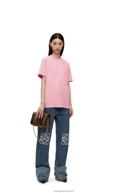 Loewe γυναίκες Μπλουζάκι λαγουδάκι από βαμβάκι RZR0J808 φωτεινό ροζ