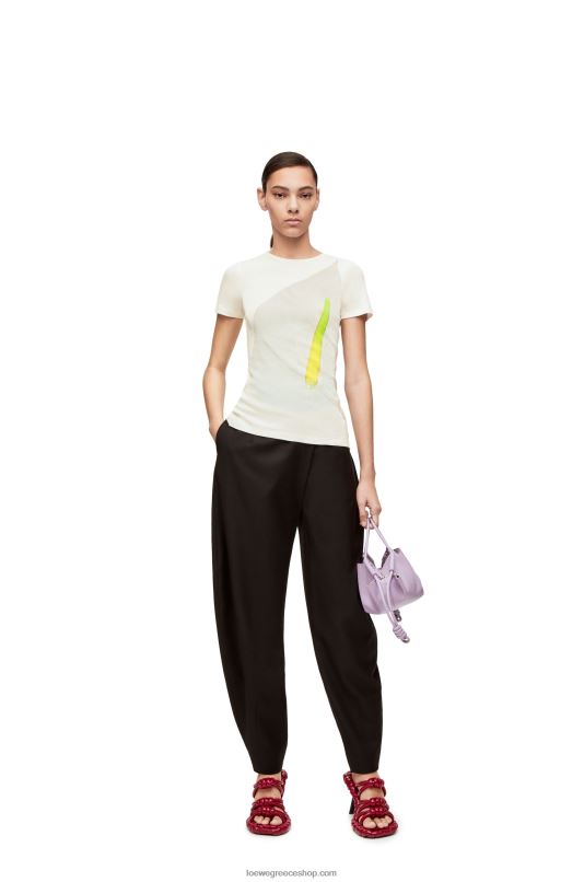 Loewe γυναίκες τοπ από ανθούριο σε βαμβακερή φανέλα με ραβδώσεις RZR0J883 λευκό/πολύχρωμο