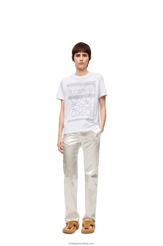 Loewe γυναίκες T-shirt σε κανονική εφαρμογή από βαμβάκι RZR0J770 λευκό/γκρι