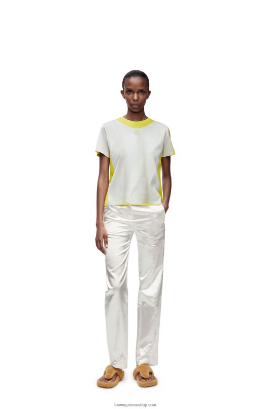Loewe γυναίκες T-shirt σε κανονική εφαρμογή από βαμβάκι RZR0J773 λευκό/κίτρινο