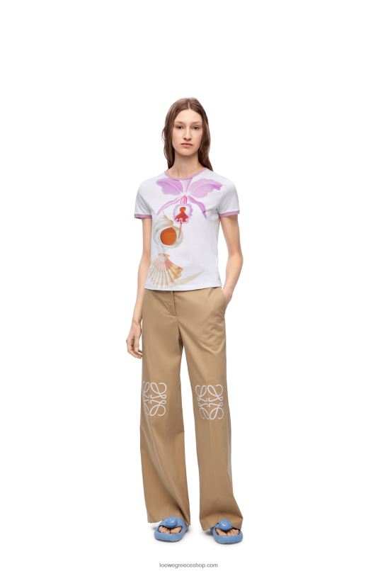 Loewe γυναίκες T-shirt maruja mallo slim fit από βαμβάκι RZR0J776 λευκό/πολύχρωμο