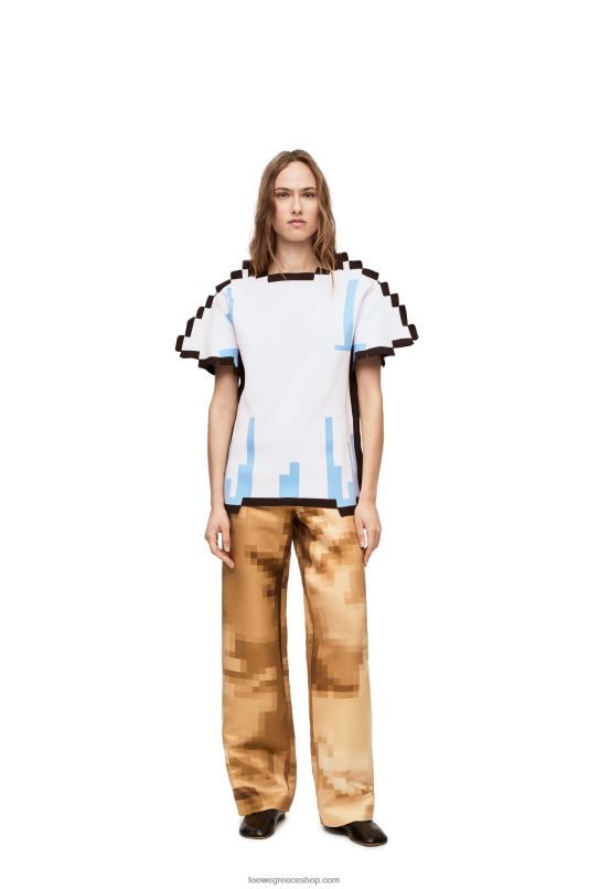 Loewe γυναίκες τοπ με pixel σε τεχνικό πλεκτό RZR0J879 άσπρο