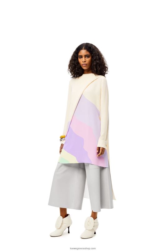 Loewe γυναίκες cropped ελαστικό παντελόνι σε νάπα RZR0J1147 ανοιχτό γκρι