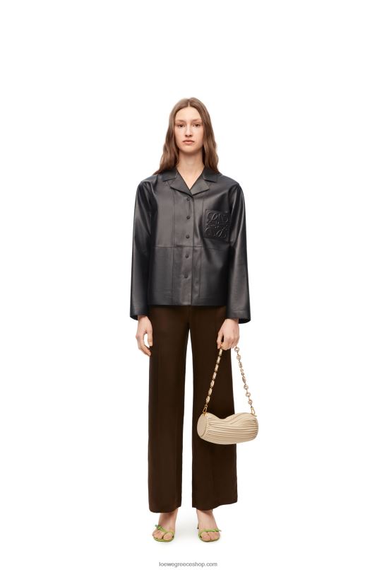 Loewe γυναίκες μπλούζα πιτζάμα σε δέρμα αρνιού νάπα RZR0J934 μαύρος