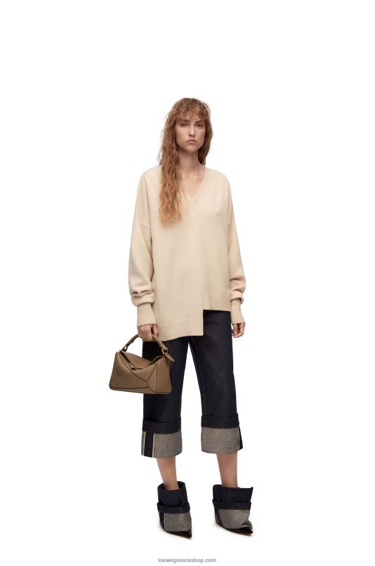 Loewe γυναίκες ασύμμετρο πουλόβερ από κασμίρ RZR0J978 σαμπάνια
