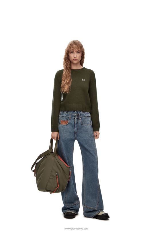 Loewe γυναίκες πουλόβερ σε μαλλί RZR0J979 χακί πράσινο