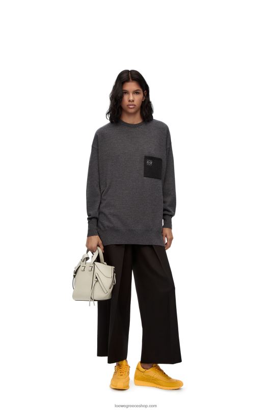 Loewe γυναίκες μάλλινο πουλόβερ τσέπης anagram RZR0J991 σκούρο γκρι