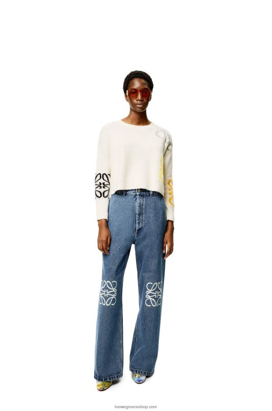 Loewe γυναίκες μάλλινο πουλόβερ anagram intarsia RZR0J1020 απαλό λευκό/πολύχρωμο