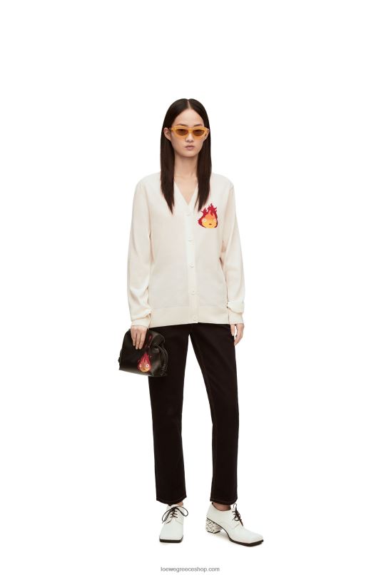 Loewe γυναίκες ζακέτα calcifer σε μαλλί RZR0J1024 εκρού