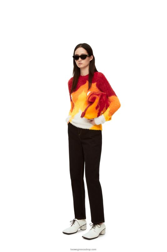 Loewe γυναίκες Πουλόβερ calcifer σε πλεκτό intarsia RZR0J1023 πορτοκαλί πολυτονικό