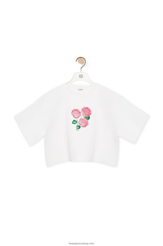 Loewe γυναίκες cropped πουλόβερ λουλουδιών σε μείγμα βαμβακιού βισκόζης RZR0J962 οπτικό λευκό