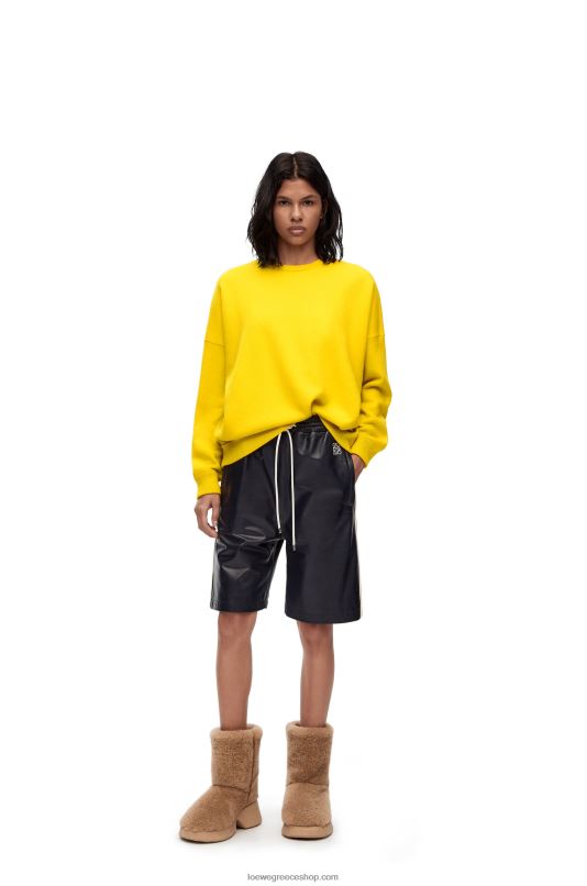 Loewe γυναίκες oversize πουλόβερ με λαιμόκοψη από κασμίρ RZR0J1002 κίτρινο λεμόνι