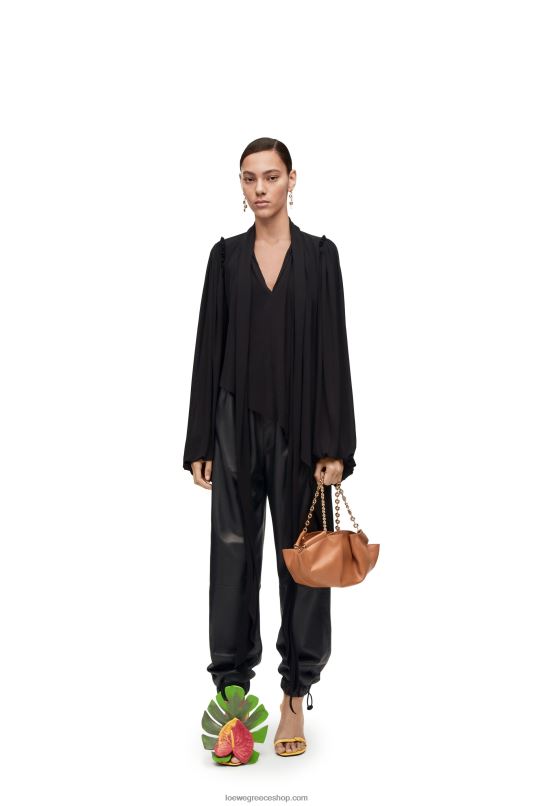 Loewe γυναίκες ασύμμετρο τοπ σε ζέρσεϊ κρεπ βισκόζης RZR0J881 μαύρος