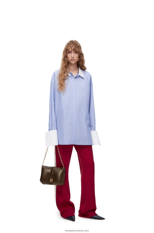 Loewe γυναίκες αποδομημένο πουκάμισο από βαμβακερό ριγέ RZR0J916 μπλε άσπρο