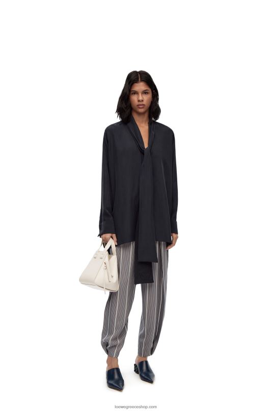 Loewe γυναίκες μεταξωτή μπλούζα lavaliere anagram RZR0J917 βαθύ μπλε