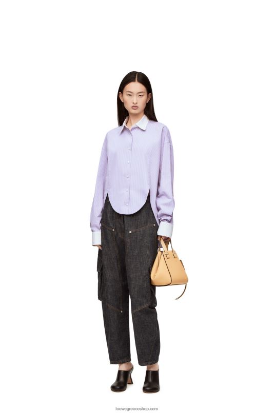 Loewe γυναίκες ριγέ πουκάμισο plastron από βαμβακερή ποπλίνα RZR0J890 λιλά/λευκό