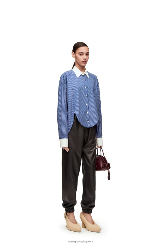 Loewe γυναίκες ριγέ πουκάμισο plastron από βαμβακερή ποπλίνα RZR0J892 ναυτικό/λευκό