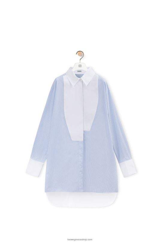 Loewe γυναίκες ριγέ πουκάμισο plastron από βαμβάκι RZR0J936 λευκό/μπλε