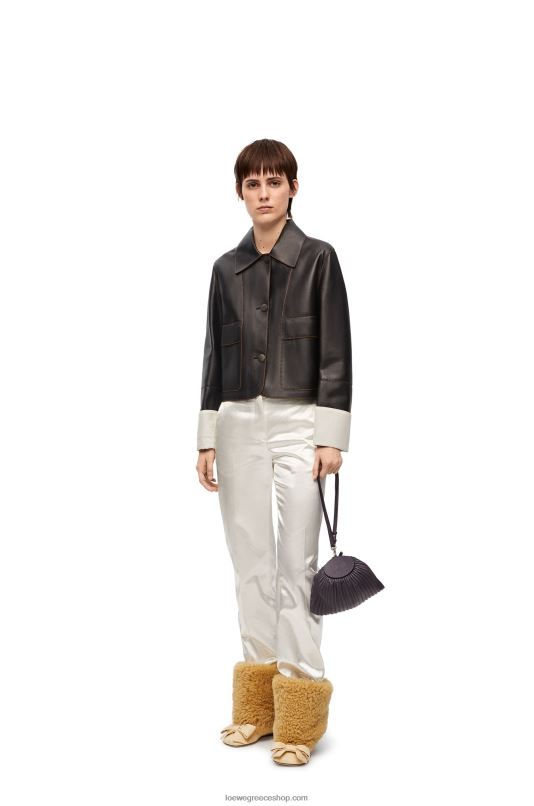 Loewe γυναίκες τζάκετ γυρίζοντας από δέρμα αρνιού νάπα RZR0J1134 μαύρος