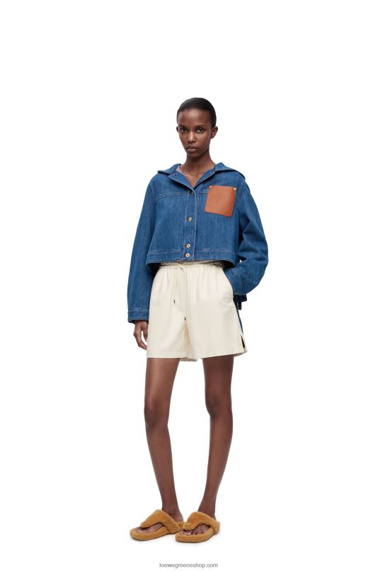 Loewe γυναίκες cropped μπουφάν ρούχων εργασίας σε τζιν RZR0J1162 μπλε κόκκινο