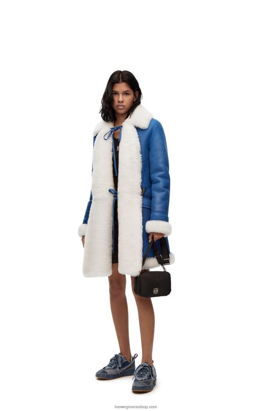 Loewe γυναίκες παλτό σε shearling RZR0J1119 λευκό/μπλε