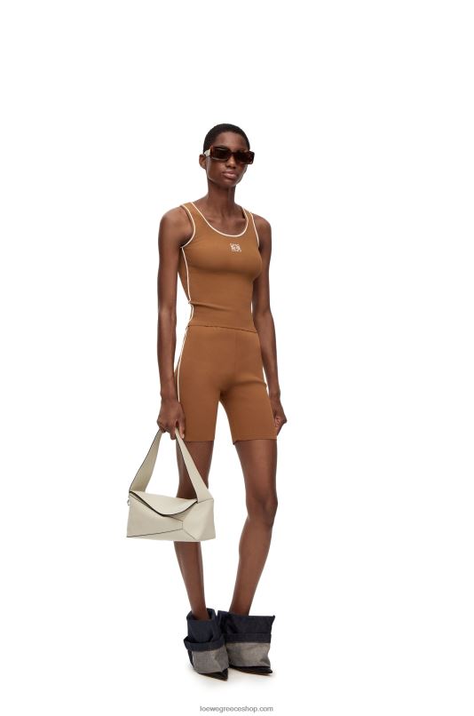 Loewe γυναίκες ποδηλατικό σορτς σε μείγμα βισκόζης RZR0J973 καφέ