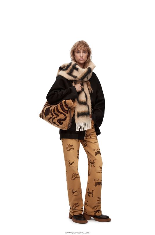 Loewe γυναίκες τζιν με animal print σε τζιν RZR0J1192 ανοιχτό μπεζ/καφέ