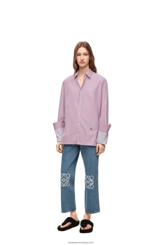 Loewe γυναίκες τζιν cropped anagram σε τζιν RZR0J1203 mid blue denim