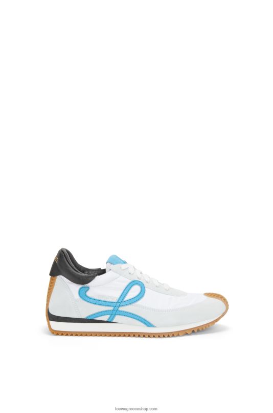 Loewe γυναίκες flow runner από δέρμα μοσχαριού και νάιλον RZR0J640 λευκό/μπλε