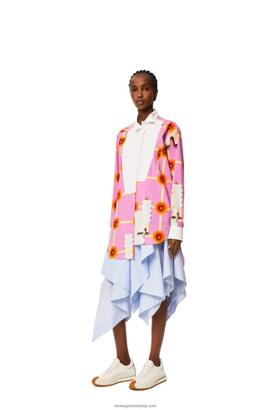 Loewe γυναίκες flow runner σε δέρμα αρνιού και δέρμα μοσχαριού RZR0J645 απαλό λευκό