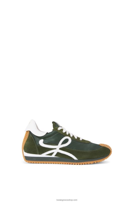 Loewe γυναίκες flow runner σε σουέτ και νάιλον RZR0J647 πράσινο του δάσους