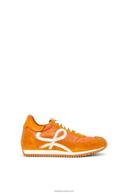 Loewe γυναίκες flow runner σε σουέτ και νάιλον RZR0J648 πορτοκαλί χαλκού