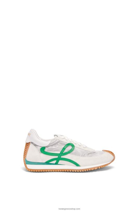 Loewe γυναίκες flow runner σε τεχνικό πλέγμα και σουέτ RZR0J649 ασημί/λευκό/πράσινο
