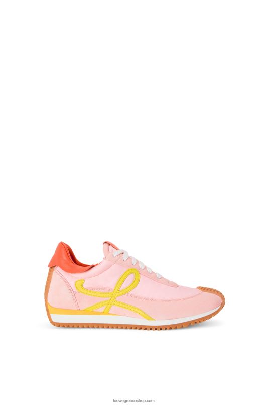 Loewe γυναίκες flow runner από νάιλον και σουέτ RZR0J654 ροζ/κίτρινο
