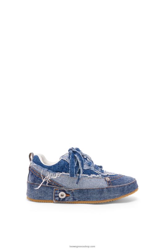 Loewe γυναίκες αποδομημένο sneaker σε τζιν RZR0J658 πλυμένο τζιν