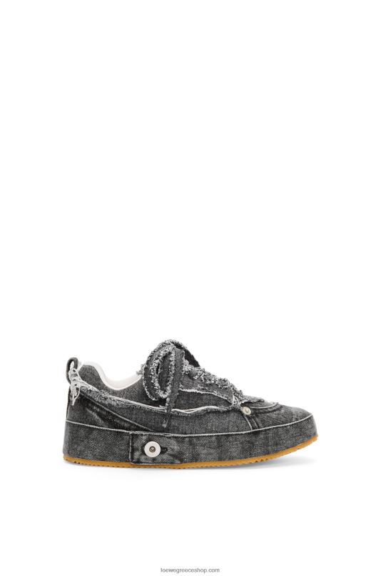 Loewe γυναίκες αποδομημένο sneaker σε τζιν RZR0J659 πλυμένο γκρι