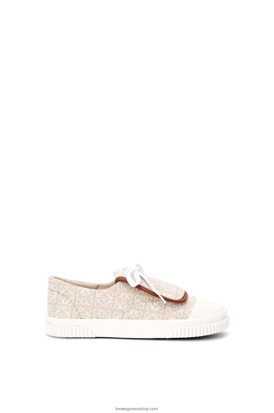 Loewe γυναίκες sneaker με πτερύγιο αναγραμμάτων σε καμβά RZR0J661 φυσικό/λευκό