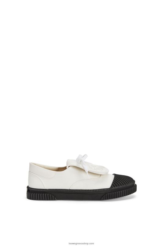 Loewe γυναίκες sneaker με πτερύγιο αναγραμμάτων σε καμβά RZR0J662 απαλό λευκό