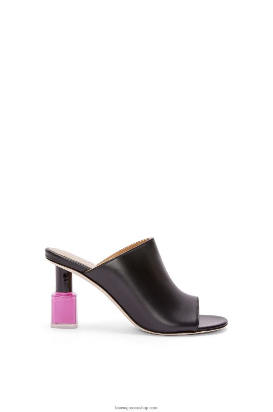 Loewe γυναίκες βερνίκι νυχιών mule σε δέρμα μοσχαριού RZR0J757 μαύρο ροζ