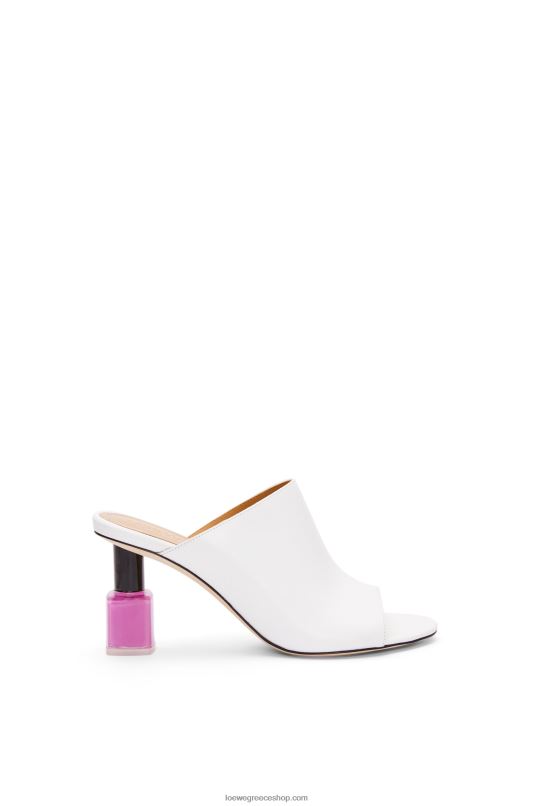 Loewe γυναίκες βερνίκι νυχιών mule σε δέρμα μοσχαριού RZR0J758 λευκό/ροζ