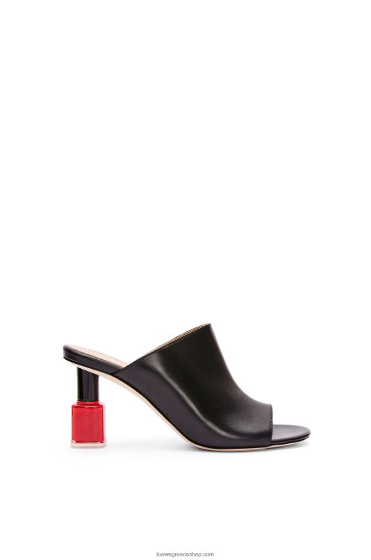 Loewe γυναίκες βερνίκι νυχιών mule σε δέρμα μοσχαριού RZR0J760 μαύρο κόκκινο