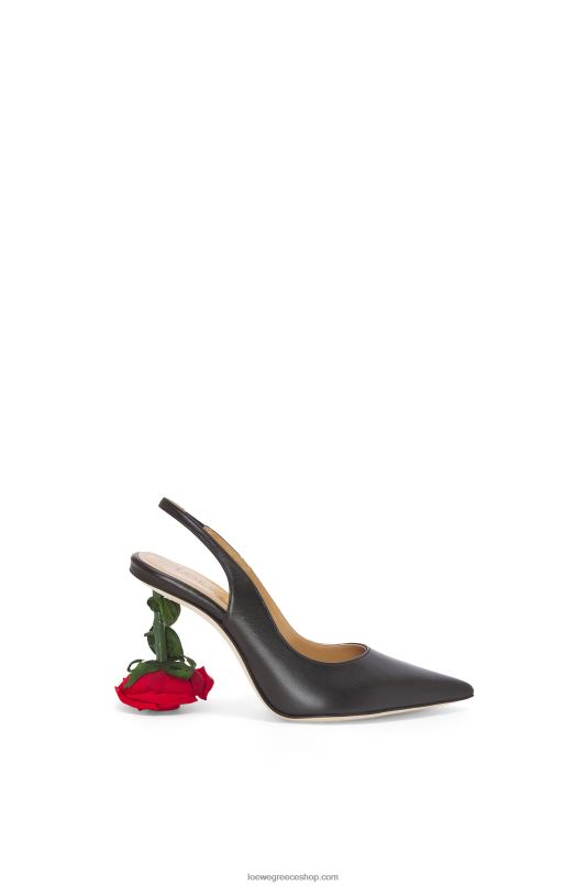 Loewe γυναίκες ροδαλό τακούνι slingback σε δέρμα μοσχαριού RZR0J756 μαύρος