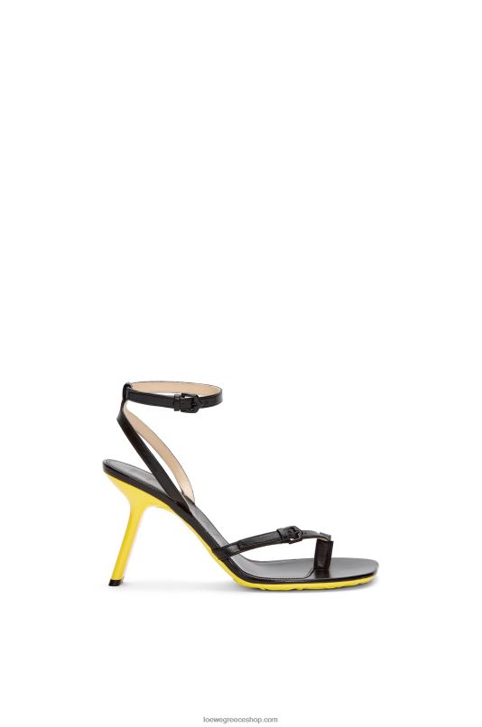 Loewe γυναίκες σανδάλι στιλέτο με πέταλο σε δέρμα αρνιού RZR0J677 μαύρος