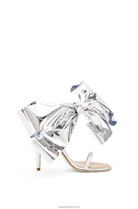 Loewe γυναίκες πέδιλο φιόγκο σε δέρμα αρνιού RZR0J703 ασημί γκρι