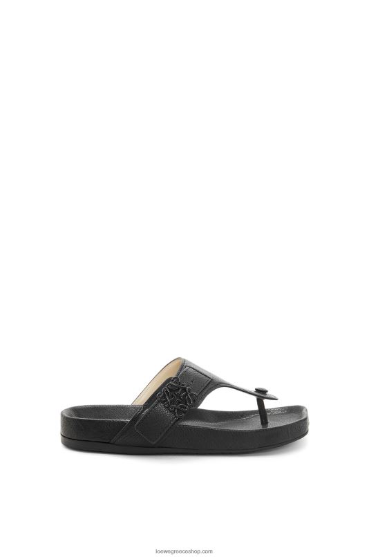Loewe γυναίκες ease toe post σανδάλι σε δέρμα κατσίκας RZR0J720 μαύρος
