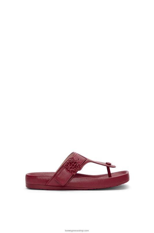 Loewe γυναίκες ease toe post σανδάλι σε δέρμα κατσίκας RZR0J721 μπορντό