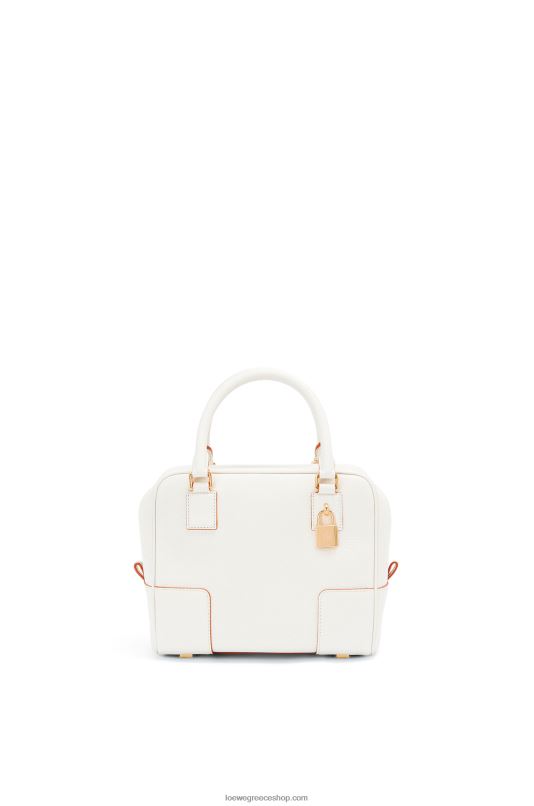 Loewe γυναίκες τετράγωνη τσάντα amazona 19 από δέρμα μοσχαριού με μαλακό κόκκο RZR0J152 απαλό λευκό