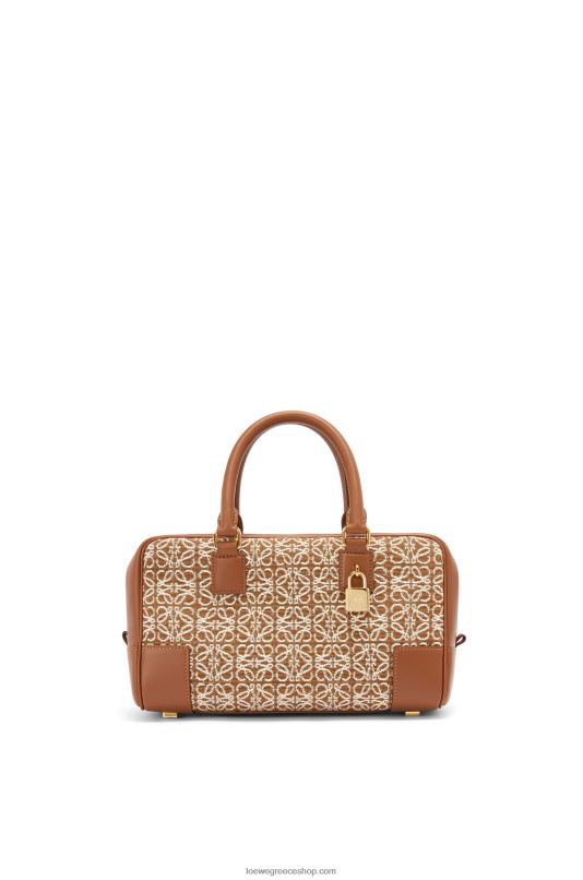 Loewe γυναίκες amazona 23 σε αναγραμματισμένο ζακάρ και δέρμα μοσχαριού RZR0J162 μαύρισμα/πεκάν