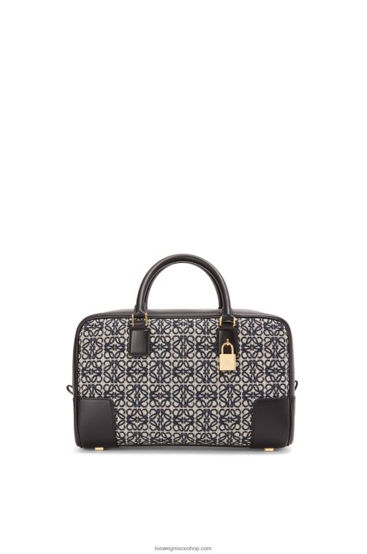 Loewe γυναίκες Τσάντα amazona 28 σε αναγραμματισμένο ζακάρ και δέρμα μοσχαριού RZR0J168 ναυτικό/μαύρο