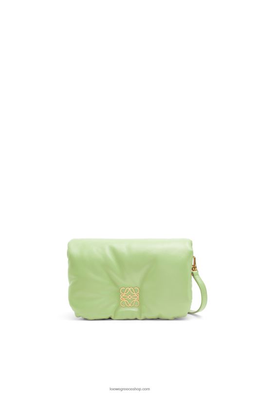 Loewe γυναίκες mini puffer goya τσάντα σε γυαλιστερό δέρμα αρνιού νάπα RZR0J247 ανοιχτό ανοιχτό πράσινο